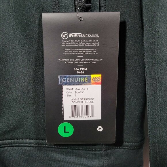 NEW Genuine 686 Women Stardust Bonded Fleece Full Zip Jacket Black Size Large - Picture 5 of 8